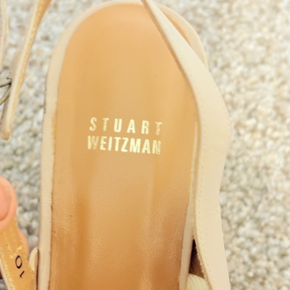 Cream Kitten Heels with Pointed Toe and Gold Buckle - Picture 8 of 8